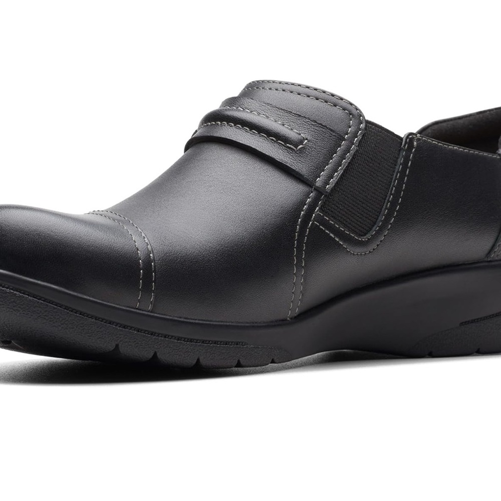 Women’s Clark’s Black Leather Slip-On Loafers